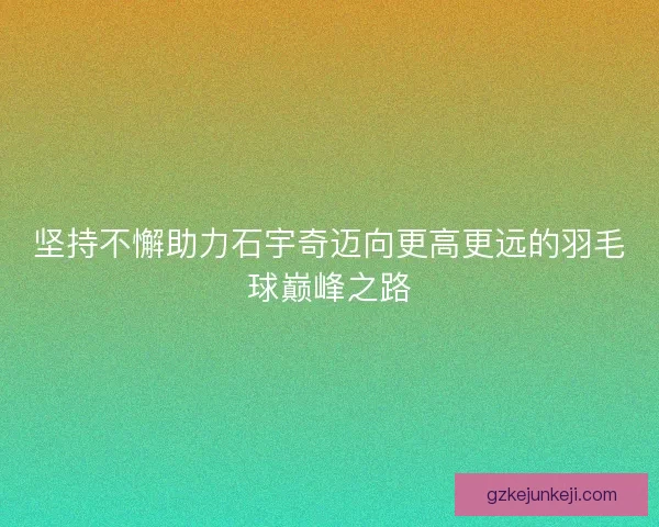 坚持不懈助力石宇奇迈向更高更远的羽毛球巅峰之路